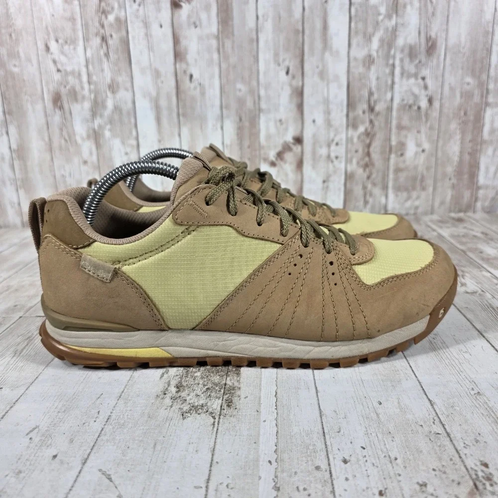 Oboz Womens Low Top Hiking Shoes Tan Yellow Nubuck Mesh Trail Sneakers 10.5 US